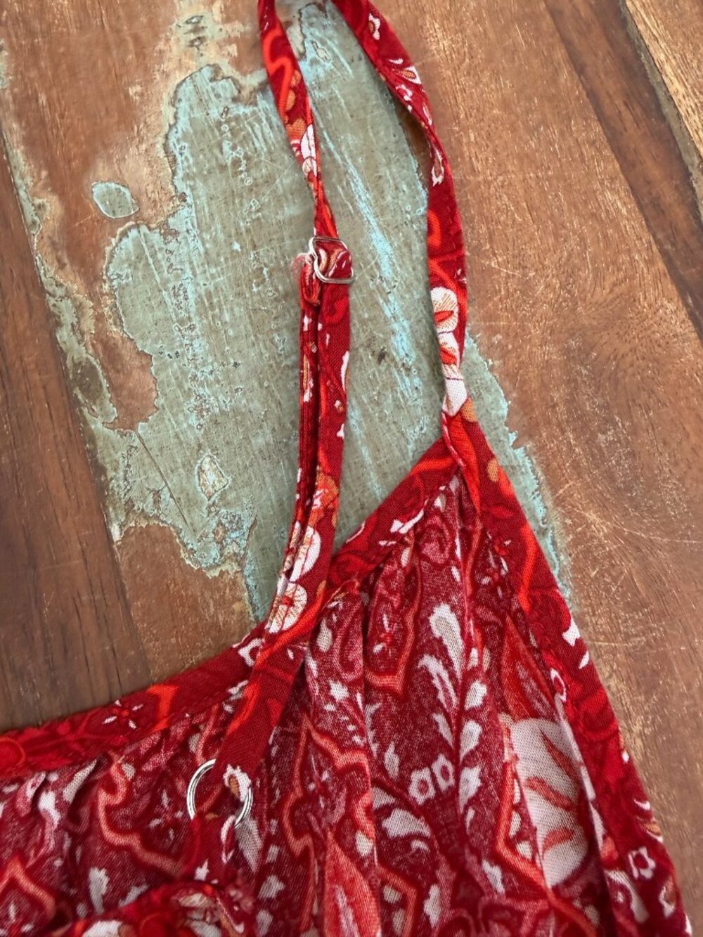 Zesica Red Boho Spaghetti Strap Mini Dress Size Small - Picture 6 of 7